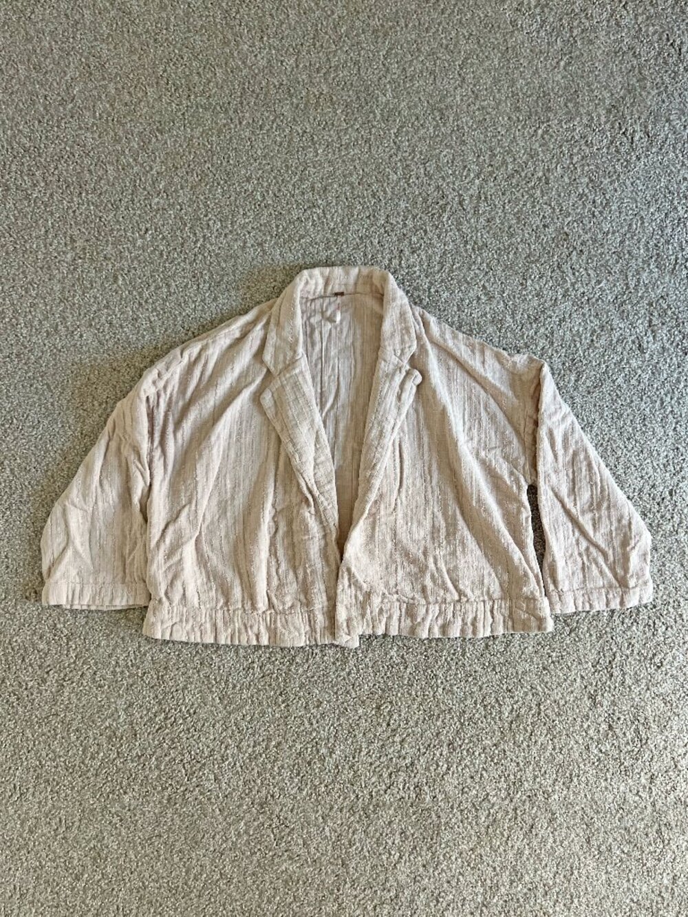 Free People Oversized Open Front Blazer Natural Beach Boho Tan Cotton Size S